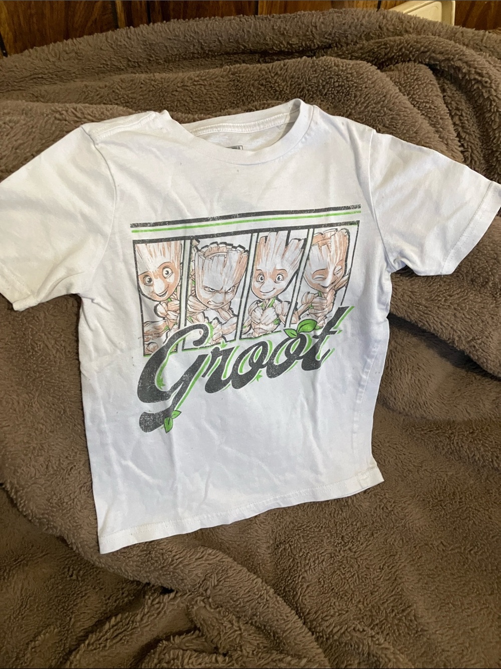 Marvel White Groot Graphic Tee with Green Accents